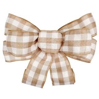 16" Natural Brown Check Bow by Celebrate It™ Just Peachy | Michaels Stores