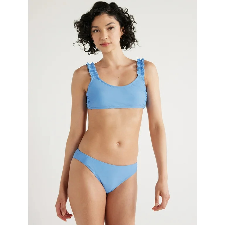 No Boundaries Juniors’ Ruffle Strap Bralette Bikini Top, Sizes XS-XL - Walmart.com | Walmart (US)