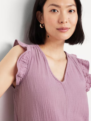 Sleeveless Crinkle Gauze Top | Old Navy (US)