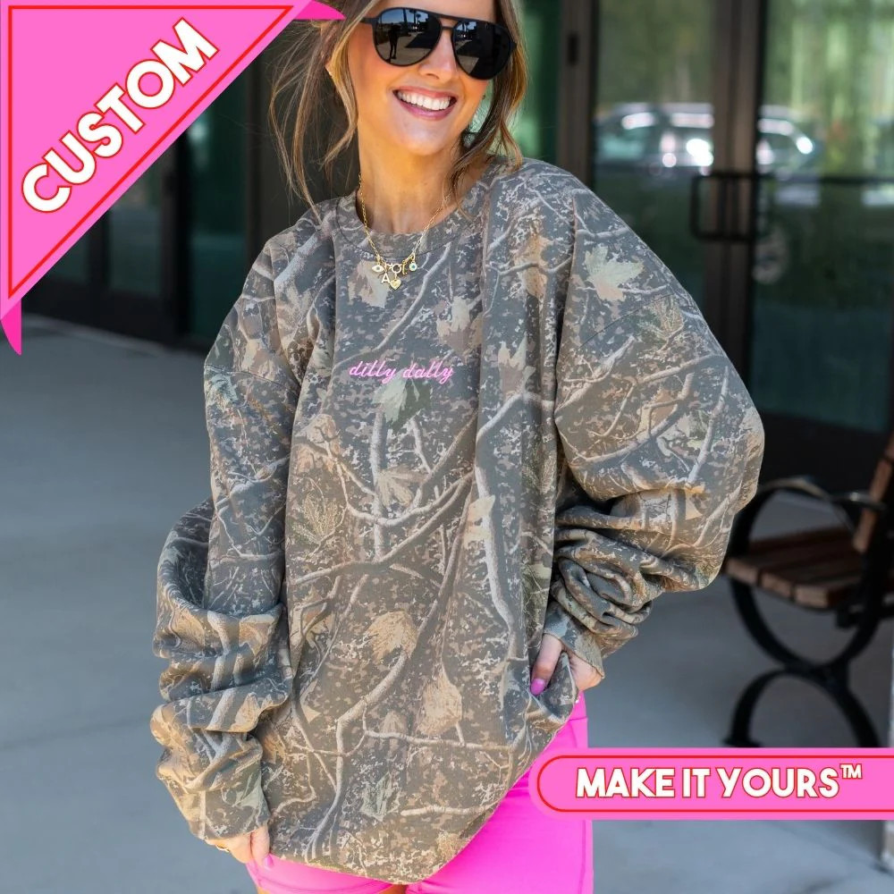 Make It Yours™ Camo Hideaway Crewneck | United Monograms
