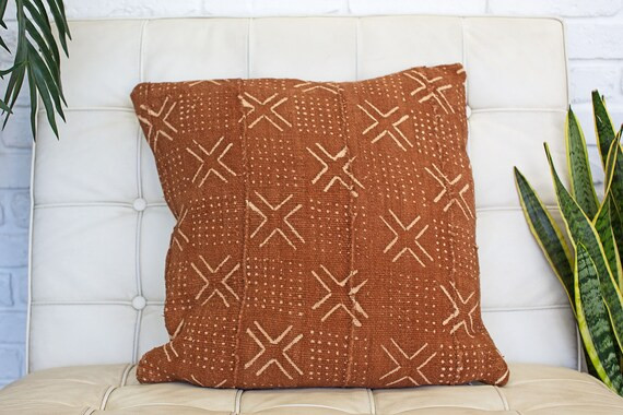 Rust Mudcloth pillow | Etsy (US)