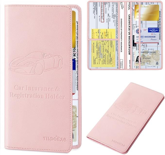 Car Registration & Insurance Card Holder：Auto Glove Box Organizer Document Wallet Leather Truck... | Amazon (US)