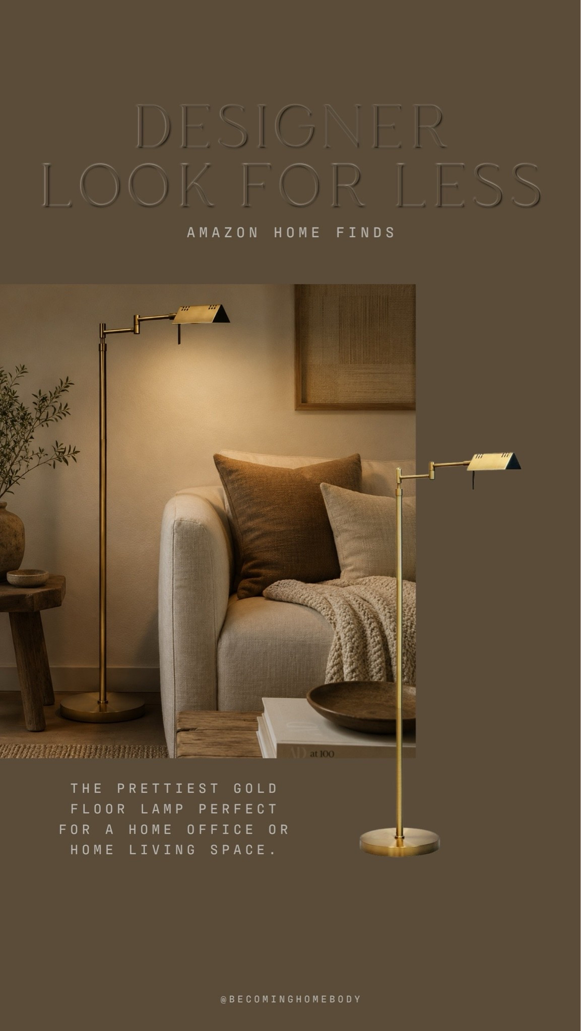 Designer look-for-less — the prettiest gold floor lamp! 🤍