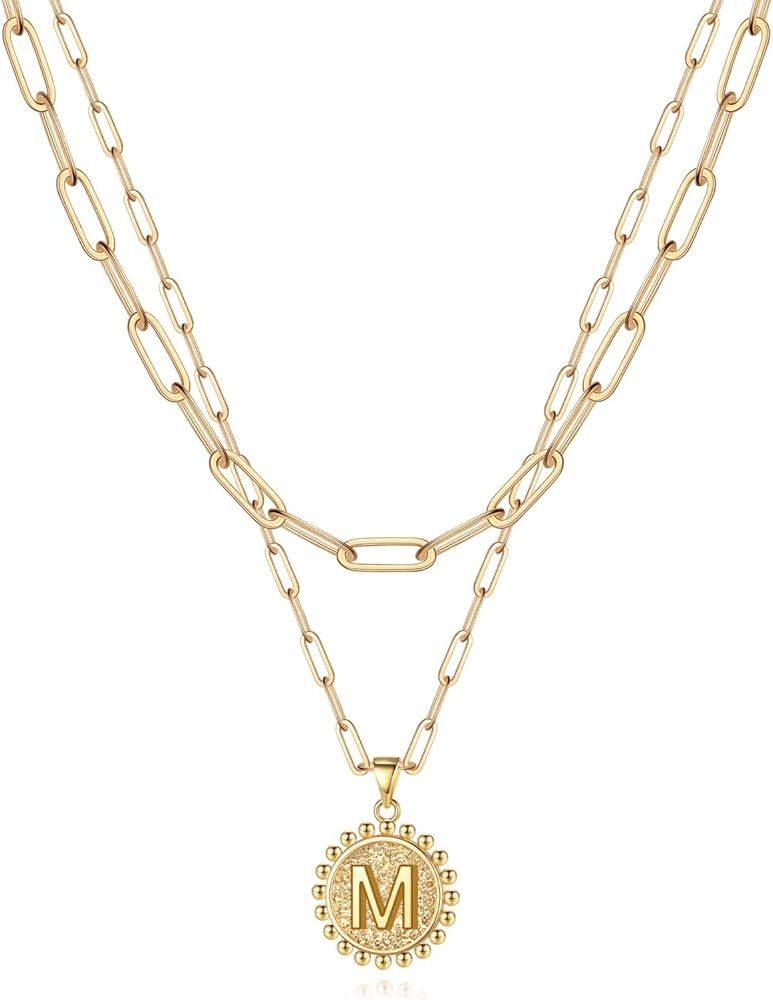Yoosteel Easter Basket Stuffers Gifts - Gold Initial Necklaces for Women, 14K Gold Plated Dainty ... | Amazon (US)