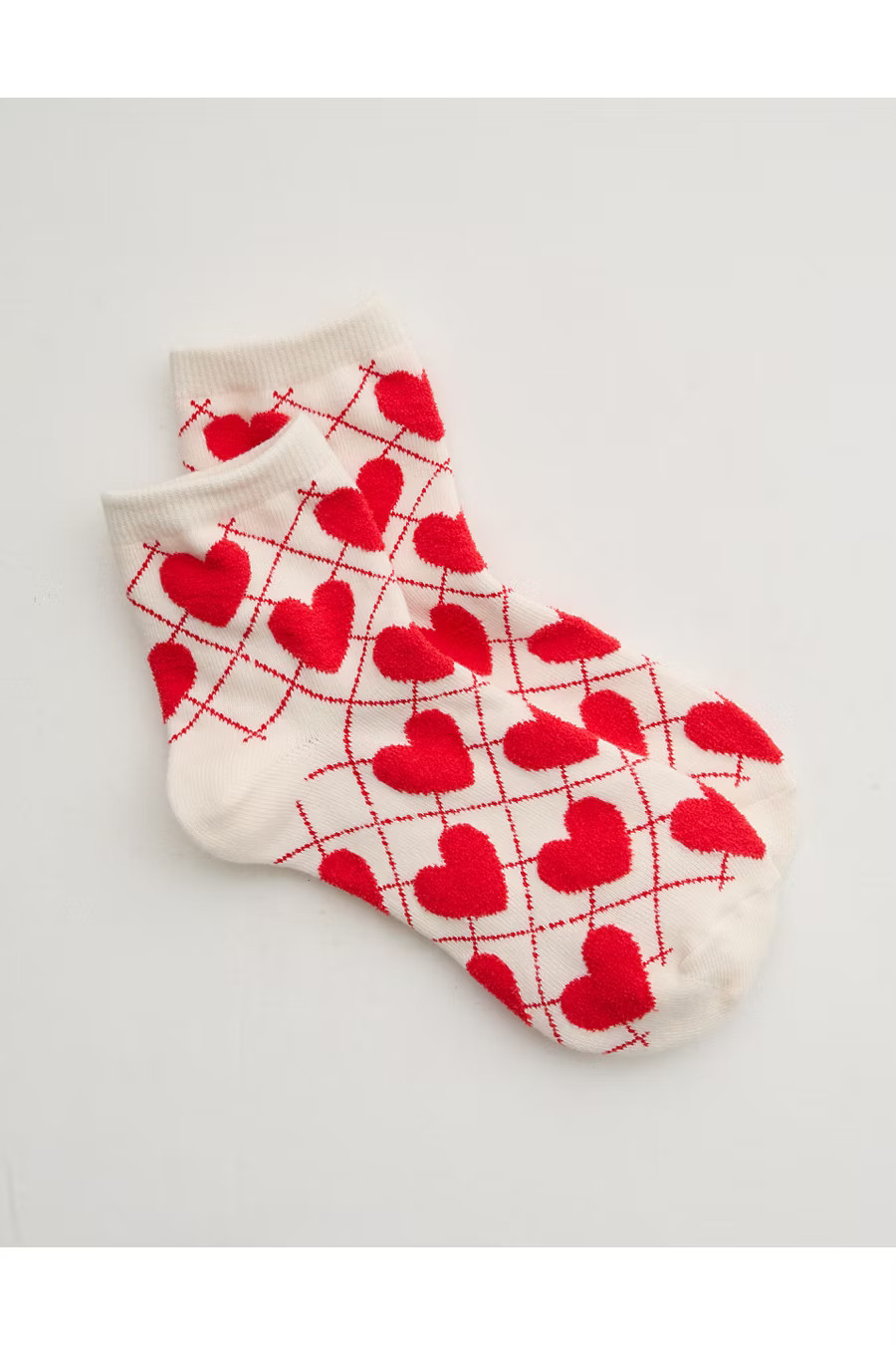 Aerie Fuzzy Quarter Socks Women's Bright Red One Size | Aerie