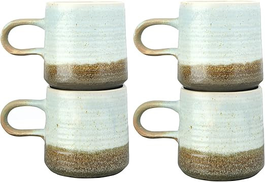 Creative Co-Op Stoneware Blue and Brown Reactive Glaze, Set of 4 Mug, 6 Inch, Grey | Amazon (US)