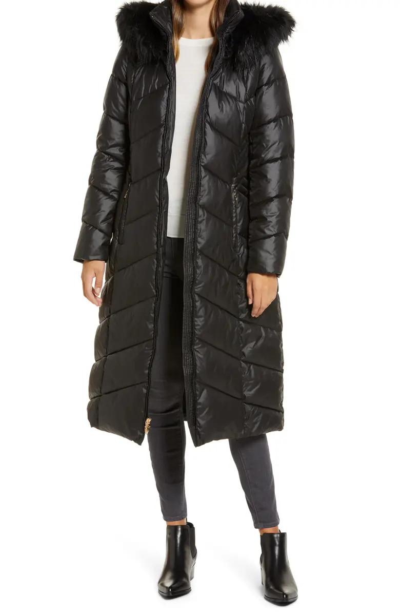 Long Quilted Parka with Faux Fur Trim | Nordstrom