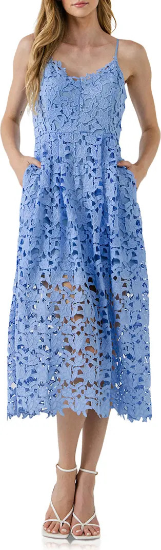 Lace Spaghetti Strap Midi Dress | Nordstrom
