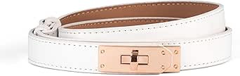 Women Skinny Leather Belt Classic Solid Color Alloy Turn Lock Ladies Adjustable Waist 20''-39" Sl... | Amazon (CA)