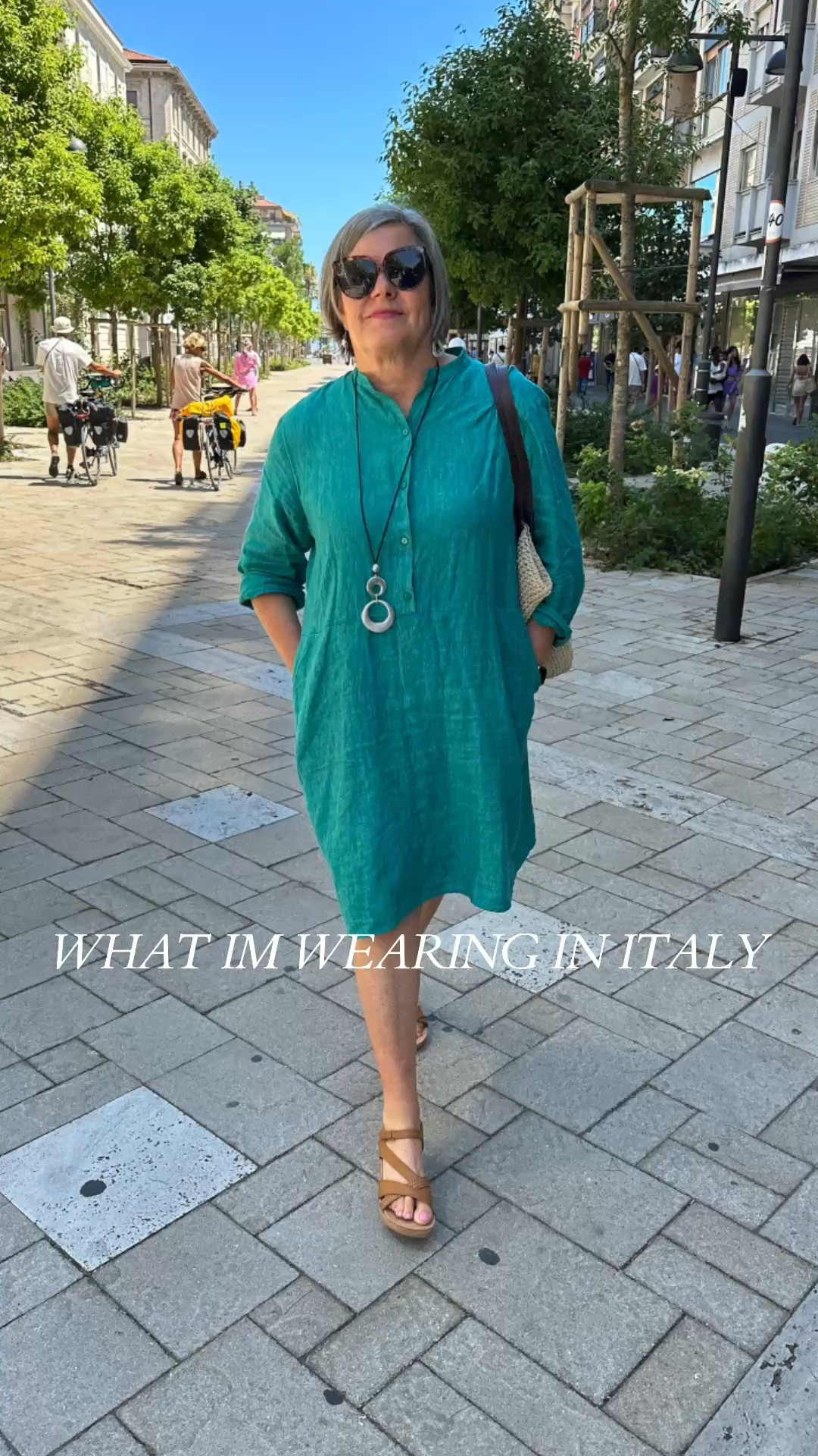 What am I wearing in Italy when it’s hot and humid? 
This fabulous linen dress from @Eileenfisherny Perfect to throw on and feel cool but still put together! 
I searched forever for some comfortable sandal and found the best! 
Simple jewelry and straw bag pull it all together!

#LTKdayinmylife #LTKTravel #LTKMidsize