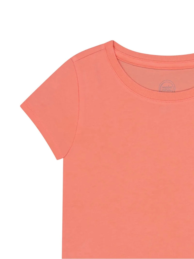 Wonder Nation Girls Kid Tough Tee with Short Sleeves, Sizes 4-18 & Plus | Walmart (US)