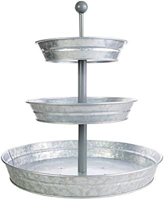 BisonHome 3 Tier Serving Tray (Large 17" Base) Rustic, Decorative Galvanized Metal | Home Farmhou... | Amazon (US)