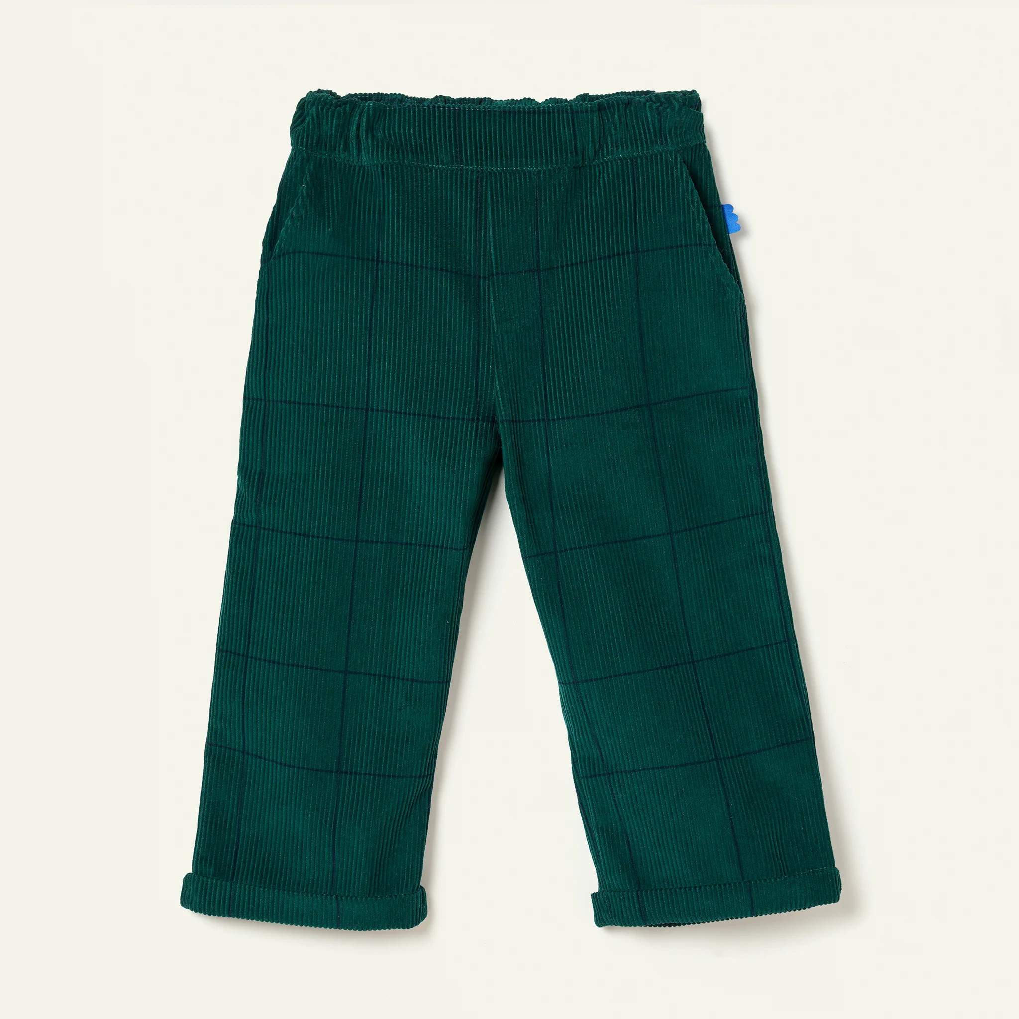 Recycled Cotton Evergreen Grid Corduroy Pant | Mon Coeur