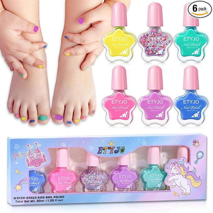 Kids Nail Polish Set - Non-Toxic, Quick Dry Peel Off Nail Polish, 6 Rainbow Colors for Girls Age ... | Amazon (US)