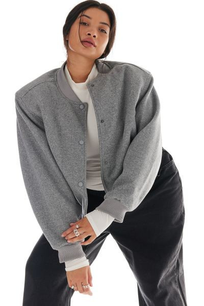 Felted Bomber Jacket - Dark gray - Ladies | H&M US | H&M (US + CA)