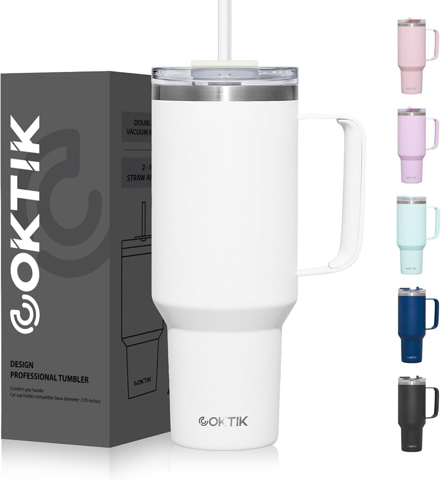 COKTIK 40 oz Tumbler With Handle and Straw Lid, 2-in-1 Lid (Straw/Flip), Vacuum Insulated Travel ... | Amazon (US)