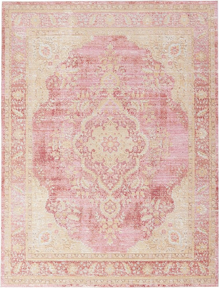 Momeni Rugs Isabella Traditional Medallion Flat Weave Area Rug, 5'3" X 7'3", Pink | Amazon (US)