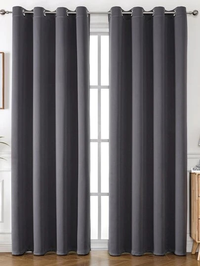 1pc Blackout Window Curtain Panel, 100% Polyester Room Darkening Curtains/Drapes For Bedroom, Sou... | SHEIN