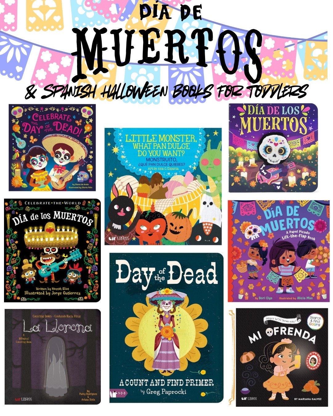 Our favorite Dia de Los Muertos & Spanish Halloween books 💀🌼 perfect for boo baskets or seasonal shelves! 

#LTKKids #LTKFamily #LTKSeasonal