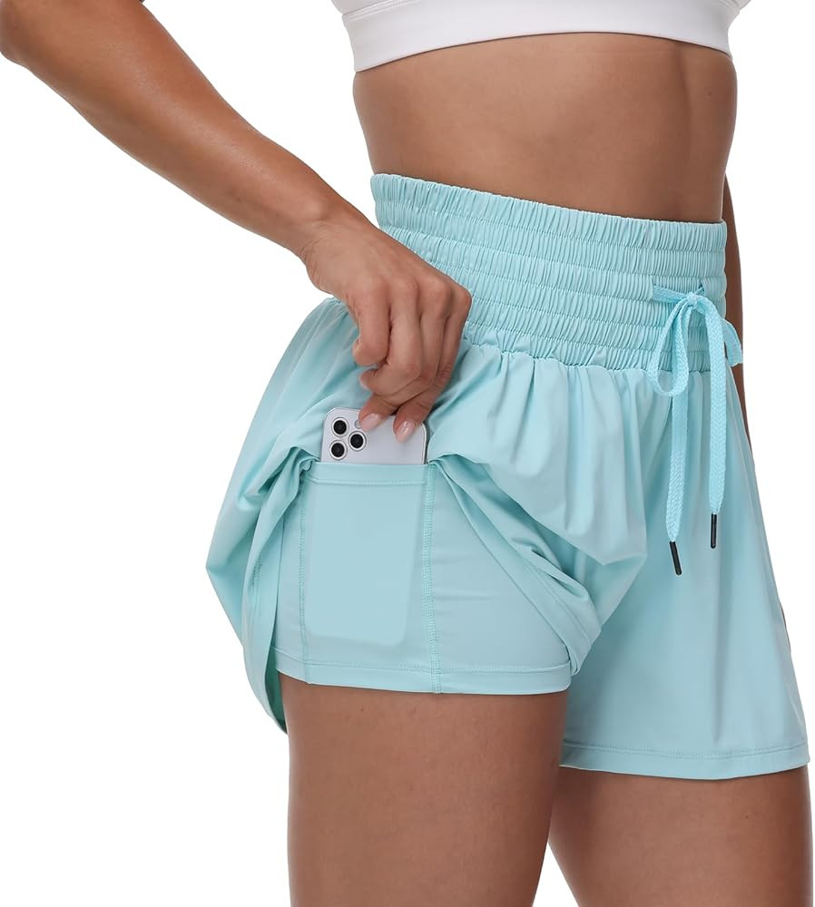 Blaosn Flowy Athletic Shorts for Women Gym Workout Running Short Pants High Waist Skort with Pock... | Amazon (US)