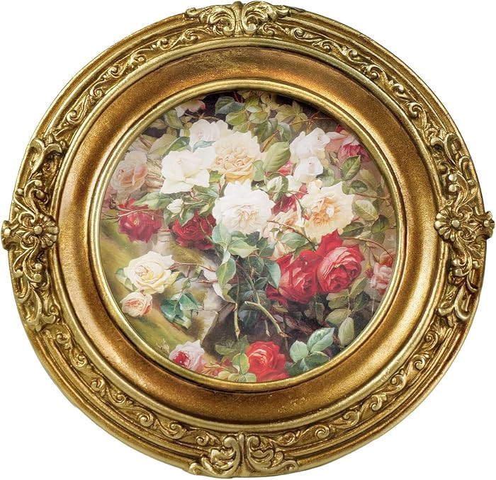 Cuspin Vintage Picture Frame 4x4 Gold Frames, Ornate Round Resin Photo Frame with Glass Front, Sm... | Amazon (US)