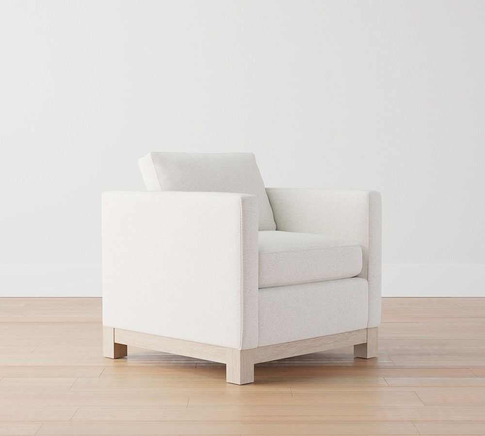 Jake Upholstered Armchair with Seadrift Wood Base | Pottery Barn (US)
