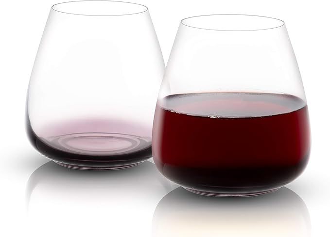 JoyJolt Black Swan Red Stemless Wine Glasses, Premium Crystal Glassware, 18.2 Oz Capacity, Set Of... | Amazon (US)