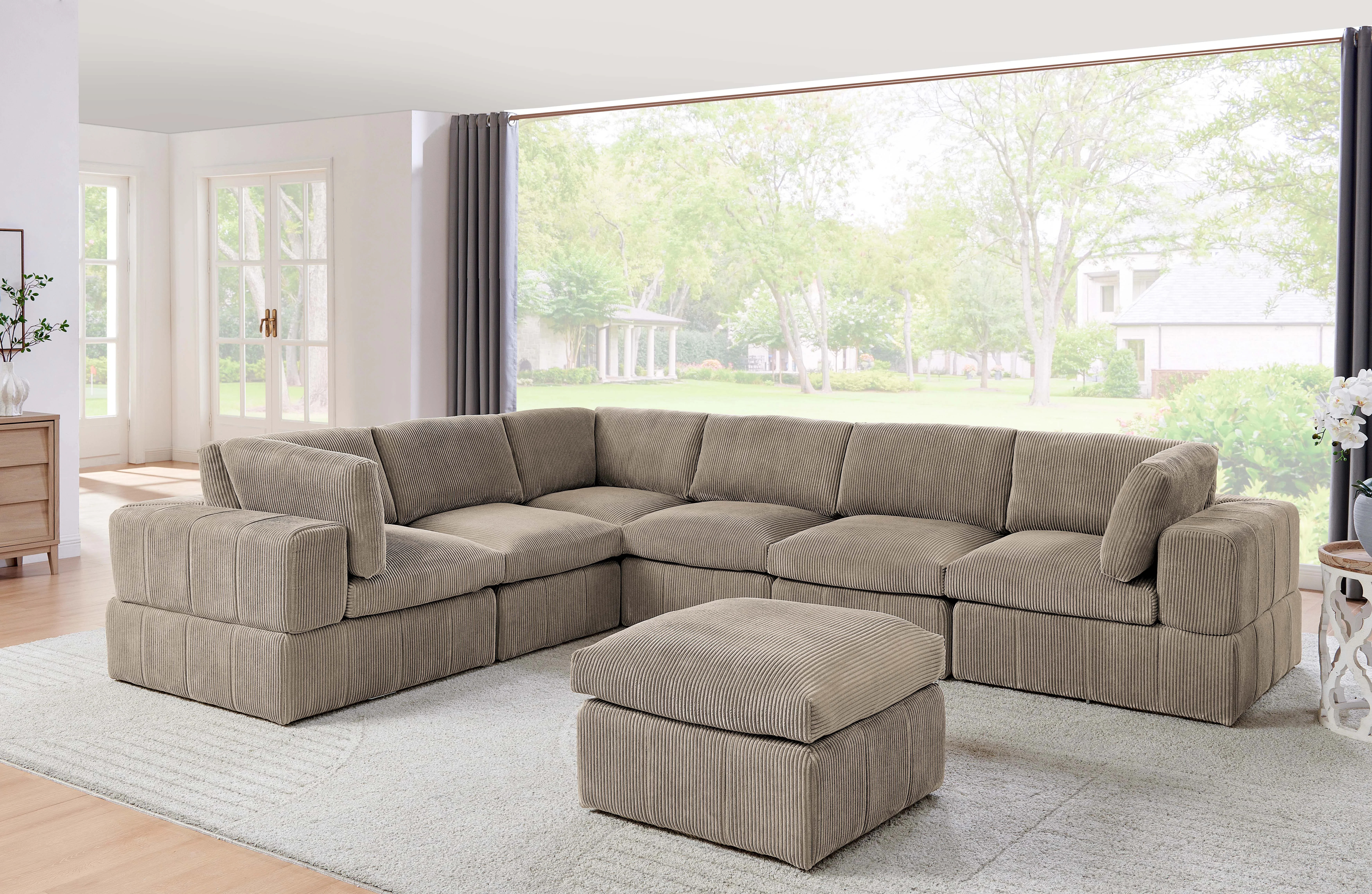 Wade Logan® Amy-Grace 138" Wide Reversible Modular Corner Sectional with Ottoman & Reviews | Way... | Wayfair North America