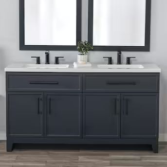 Style Selections Potter 60-in Blue Double Sink Bathroom Vanity with White Cultured Marble Top | Lowe's