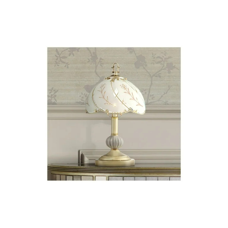 Regency Hill Traditional Accent Table Lamp 15" High Polished Brass Floral Etched Glass Shade Touc... | Walmart (US)