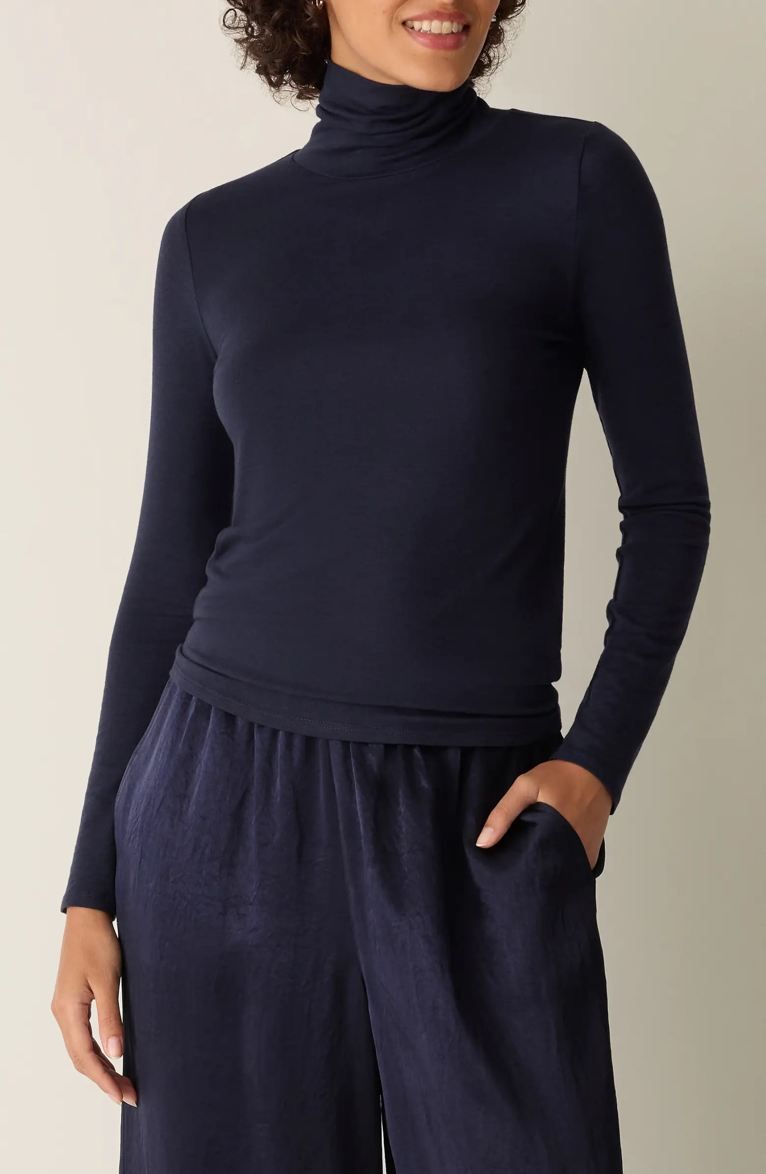 Turtleneck Stretch Organic Cotton Blend Top | Nordstrom