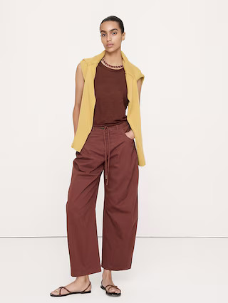 Mid-Rise Barrel Cotton Poplin Pant | Banana Republic (US)