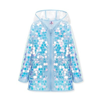 Girls Sequin Raincoat Waterproof Reusable Hooded Outwear Rain Jacket | eBay US