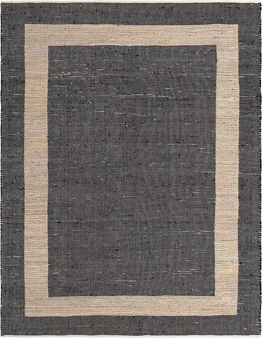 Unique Loom Chindi Jute Collection Area Rug (10' x 14' 1" Rectangle, Black/ Navy Blue) | Amazon (US)