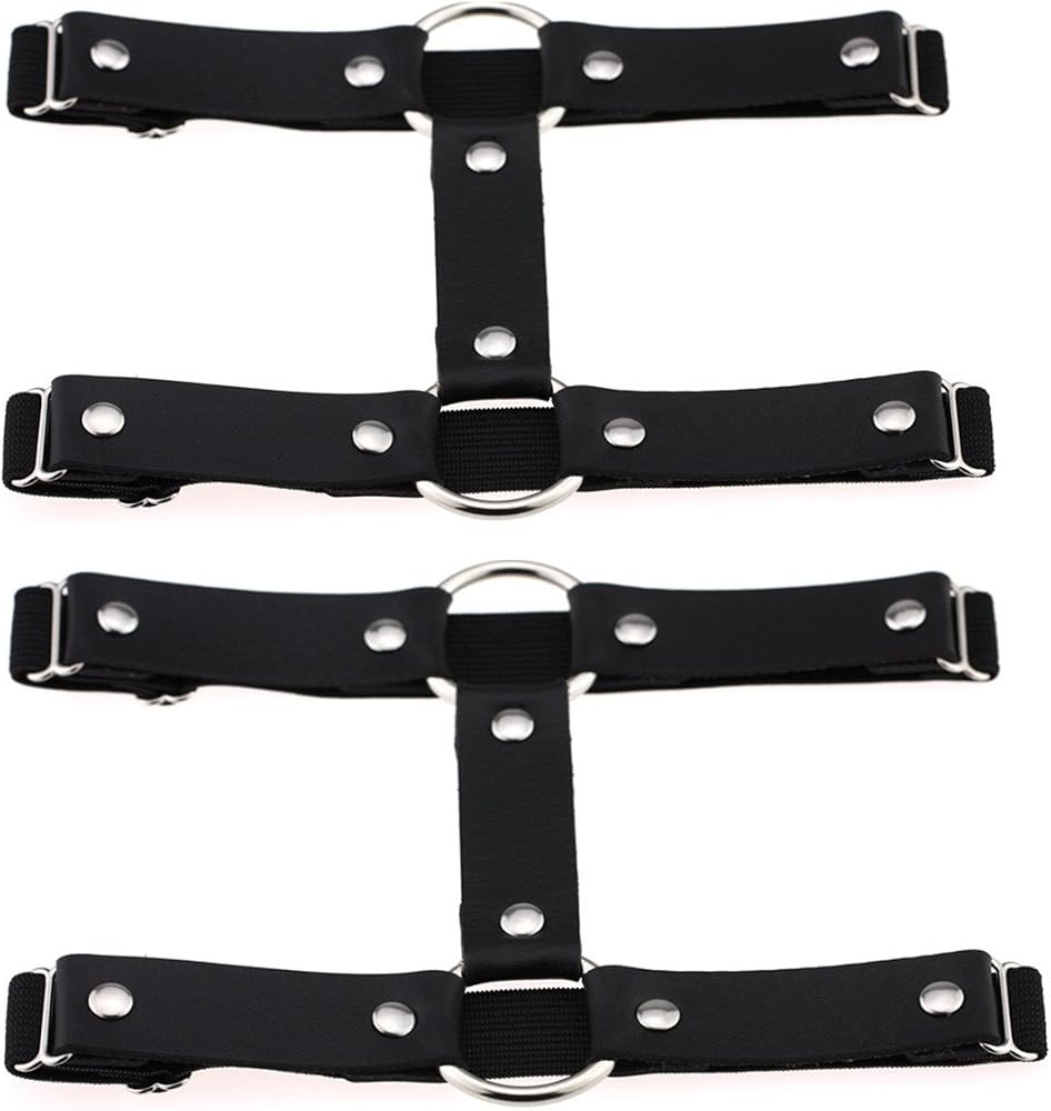 Adjustable Elastice 2 Rows Leather Leg Harness Garter Belt Punk Gothic Thigh Ring Garter | Amazon (US)