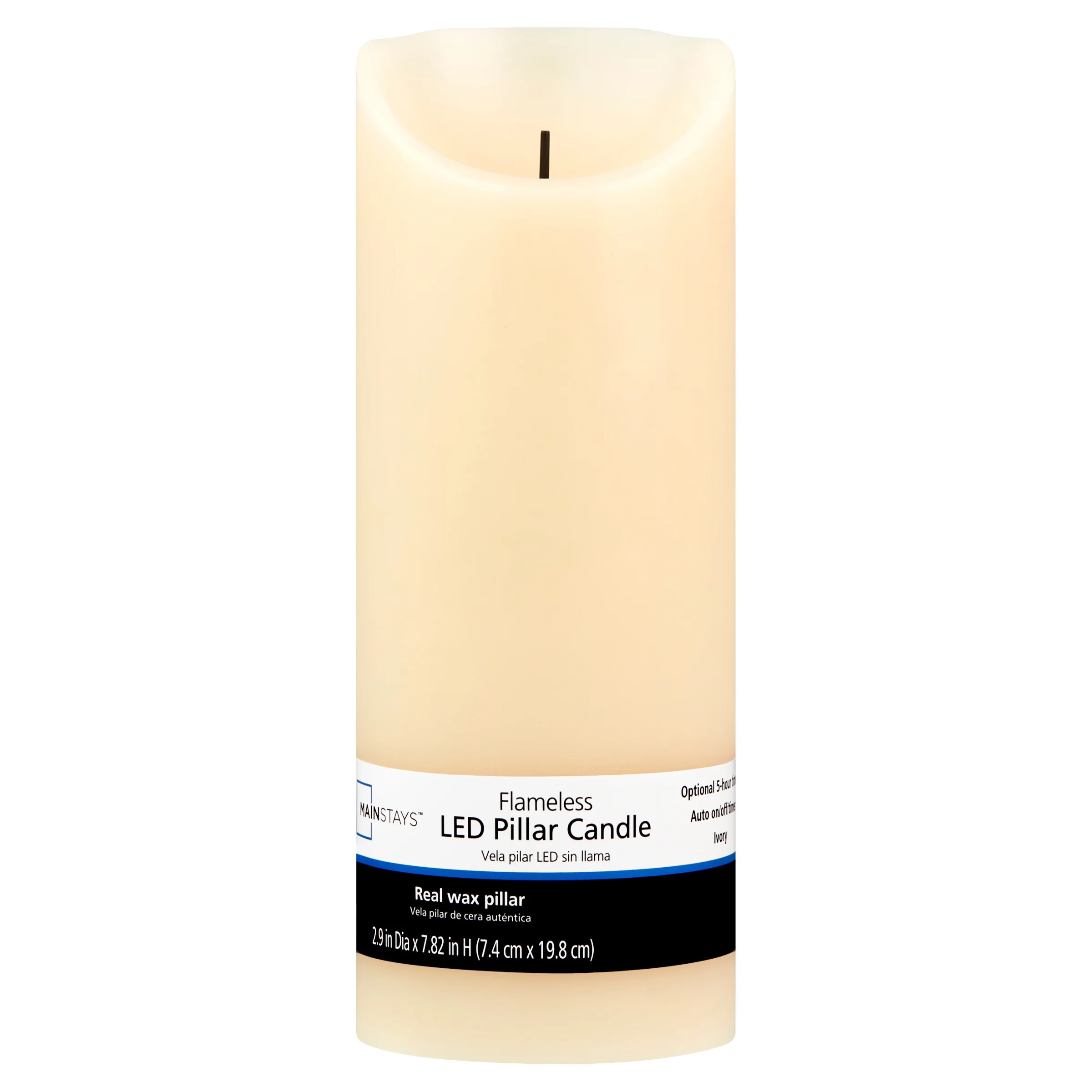 Mainstays Unscented Flameless LED Pillar Candle, Ivory, 3 x 8 in - Walmart.com | Walmart (US)