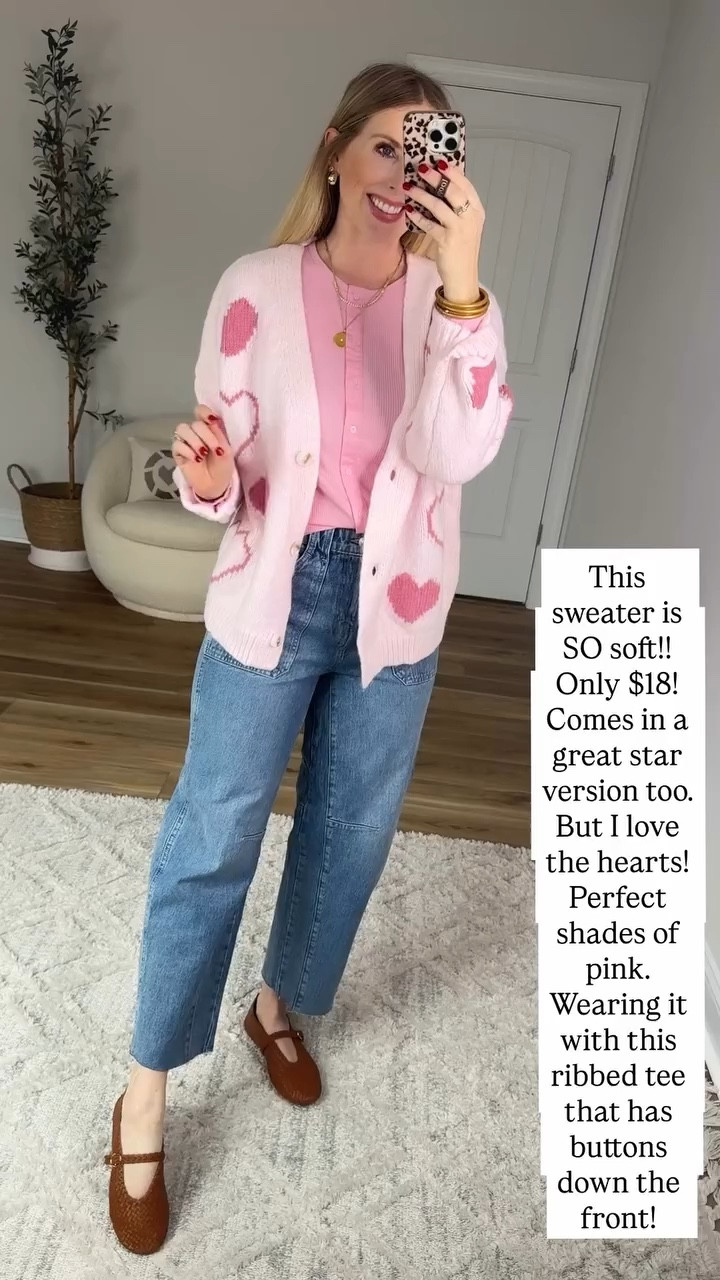 Walmart outfit, heart cardigan 

#LTKootd #LTKValentine
