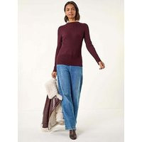 Roman Ribbed Detail Knitted Jumper - Burgundy | Very (UK)