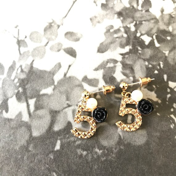 Stud Earrings No.5 Charm Earrings 14K Gold Plated Earrings | Etsy | Etsy (US)