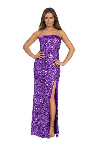 Women's Sparkling Prom Dress Sequined Strapless for Evening Party Gowns Formal Evening Gowns Purple 18 Plus Size DR0861 | Amazon (US)