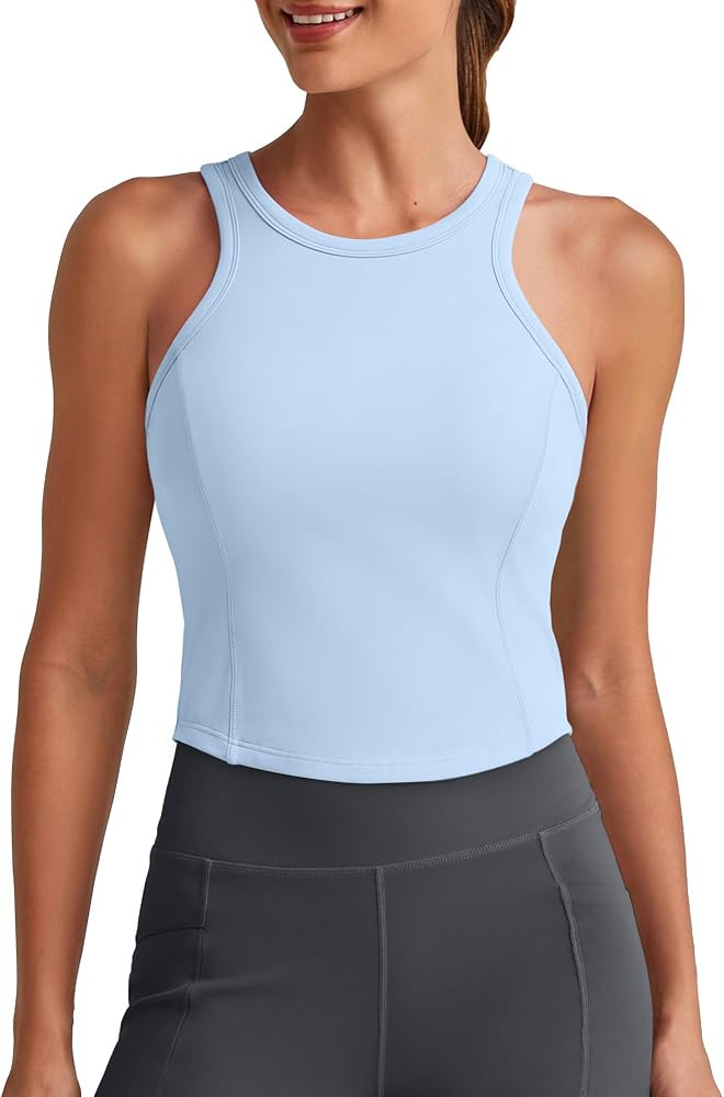 G4Free Barefeel Built in Bra Workout Tops for Women Removable Pads Longline Sport Bras Racerback ... | Amazon (US)