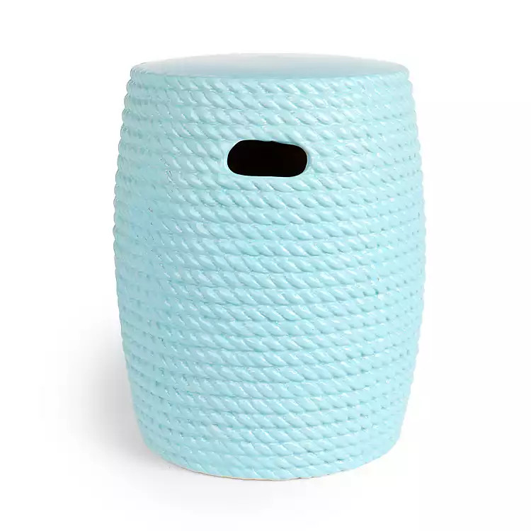 New! Blue Rope Ceramic Outdoor Stool | Kirklands