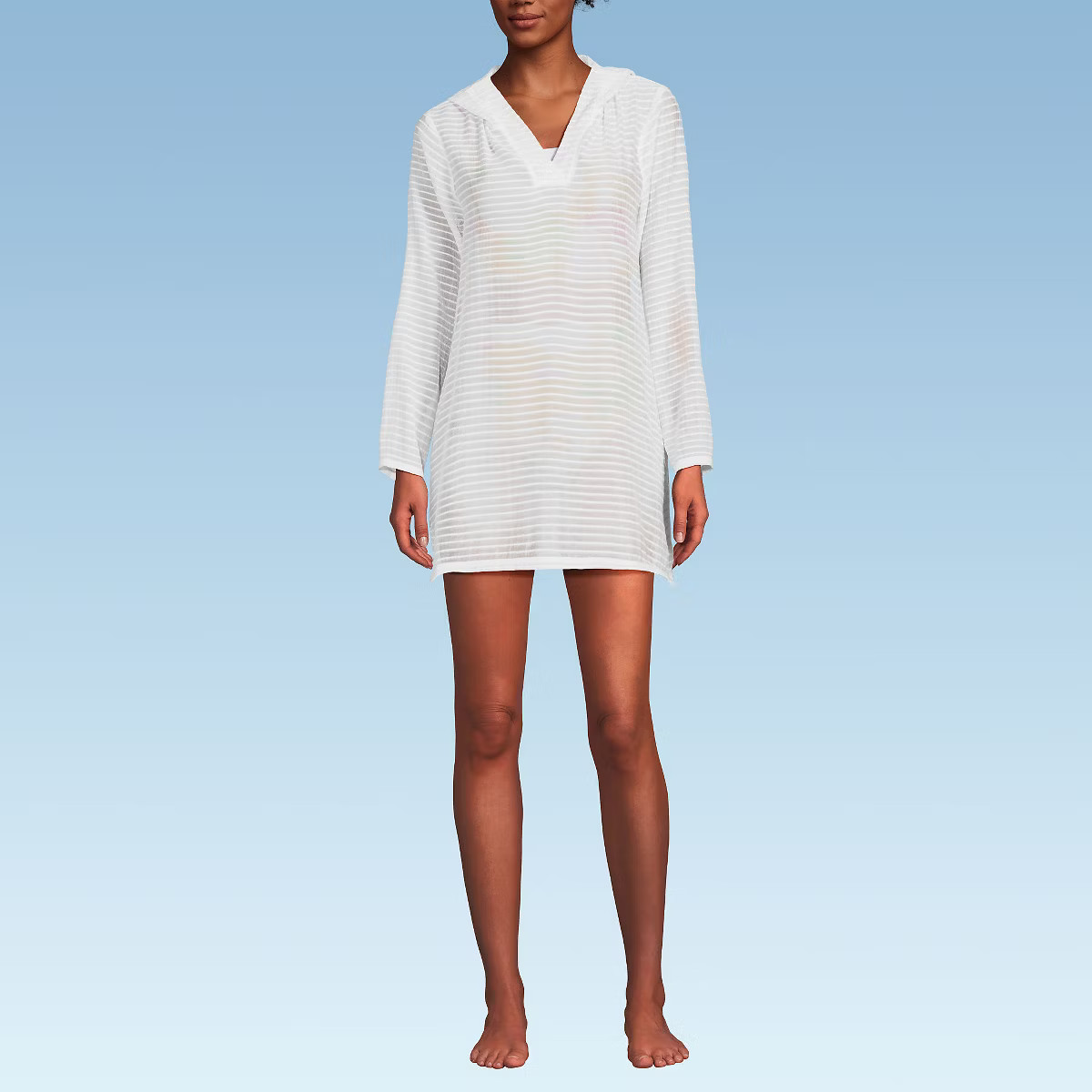 Lands' End Women's Cotton Jersey Long Sleeve Hooded Swim Cover-up Dress | Target