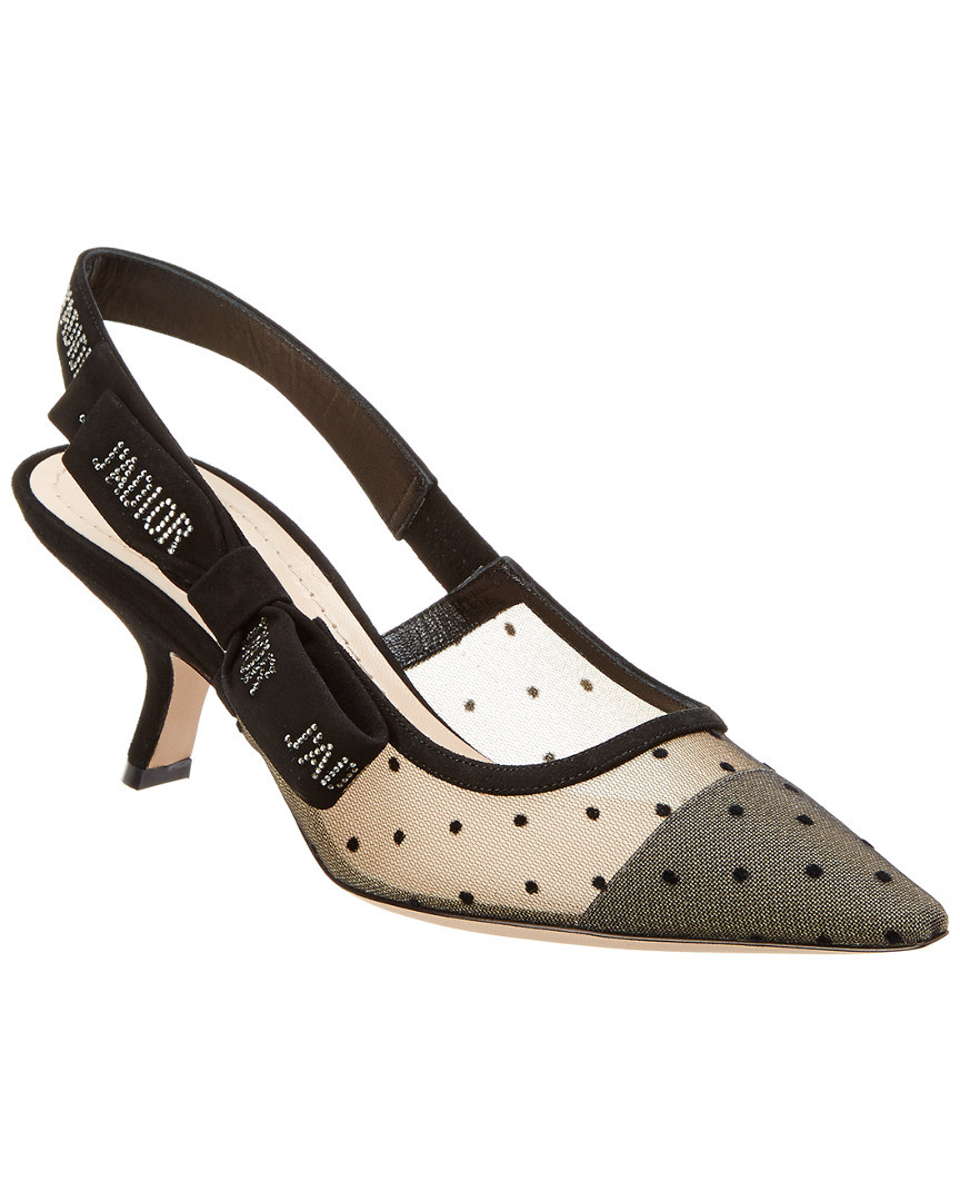 Dior J'Adior Dotted Swiss & Rhinestone Slingback Pump | Ruelala