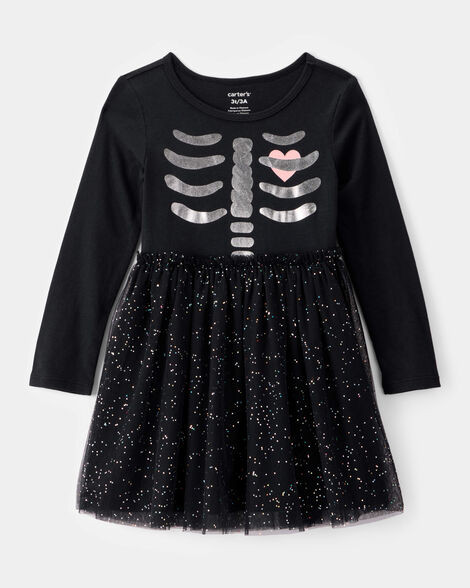 Toddler Halloween Skeleton Glitter Tulle Dress - Black | Carter's Inc