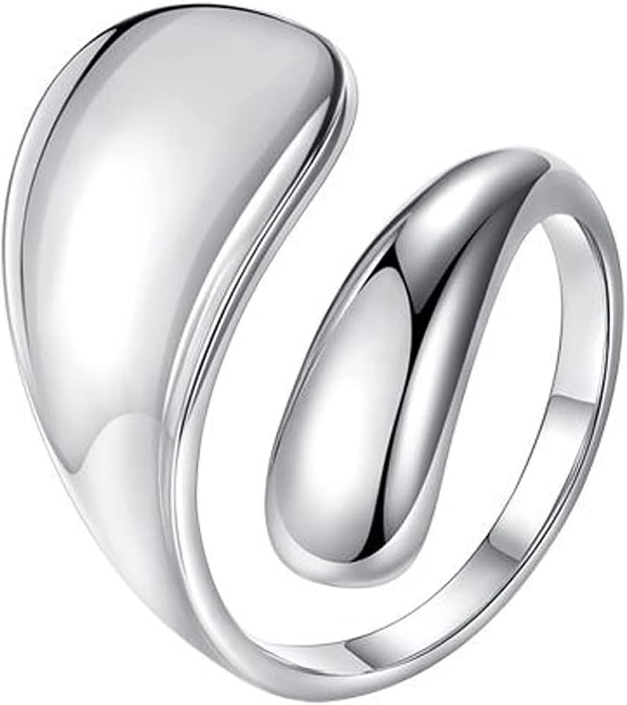 WPPHXY 925 Sterling Silver Rings Handmade Rings Adjustable Open Teardrop Rings Waterdrop Ring for... | Amazon (US)