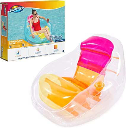 Swimways Dry Float Socializer Pool Float, Translucent Inflatable Recliner Chair for Adults with F... | Amazon (US)