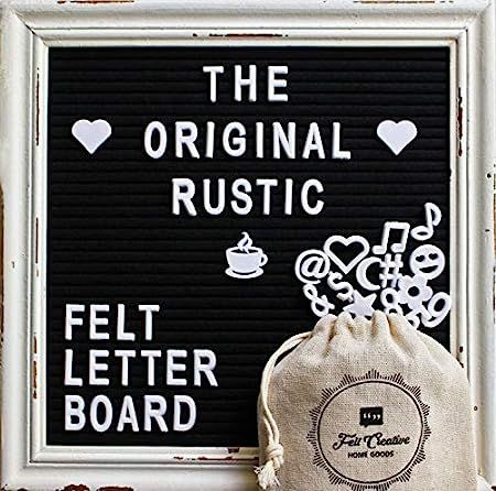 Black Felt Letter Board with Rustic White Wood Vintage Frame and Stand by Felt Creative Home Good... | Amazon (CA)