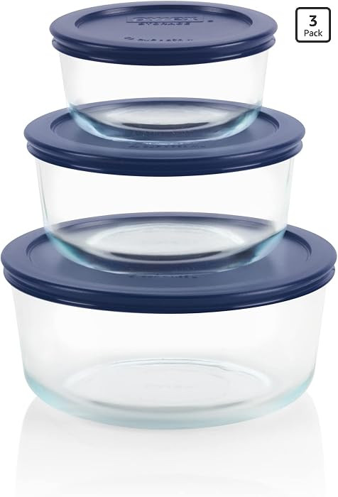 Pyrex Simply Store (3-Pack) Glass Food Storage Containers Set, (2, 4 & 7 Cup) Meal Prep Container... | Amazon (US)