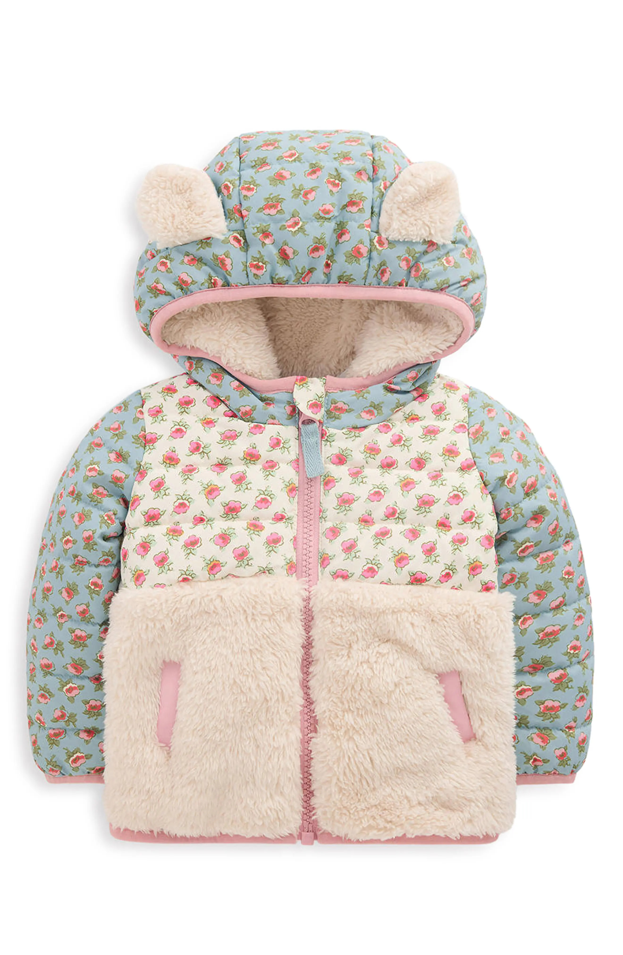 Mini Boden Kids' Mixed Borg Hooded Jacket (Women) | Nordstrom | Nordstrom